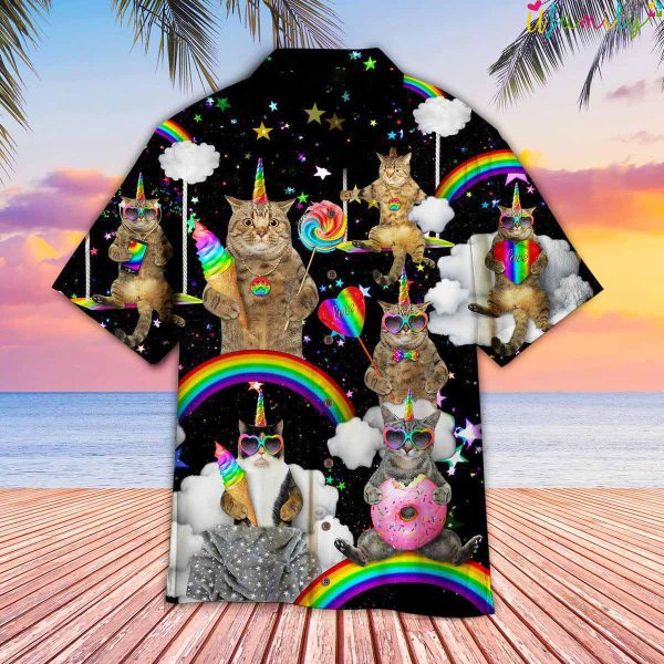 LGBT With Cat Unicorn Hawaiian Shirt