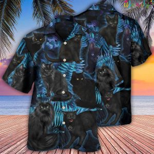 Midnight Cat In Jungle Hawaiian Shirt 2