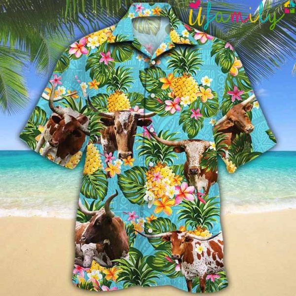 Pineapple Longhorn Hawaiian Shirt
