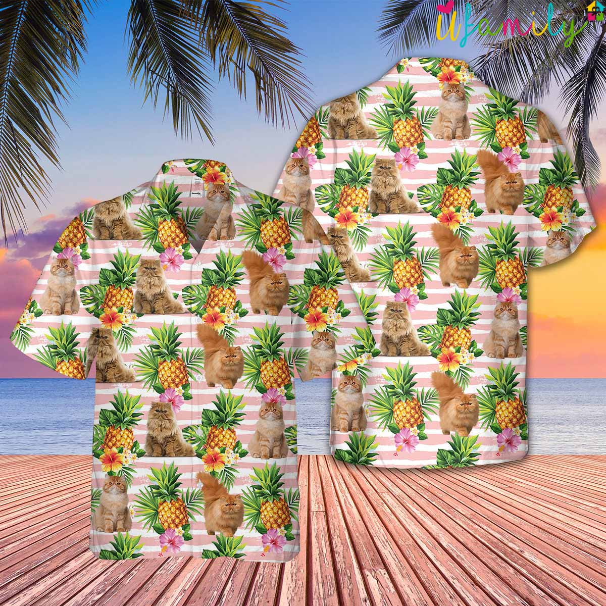 Pineapple Persian Cat Hawaiian Shirt