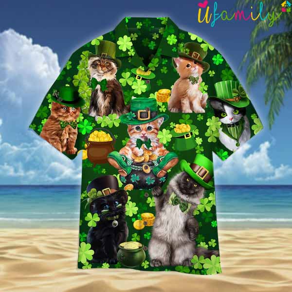Saint Patricks Day Cat Hawaiian Shirt