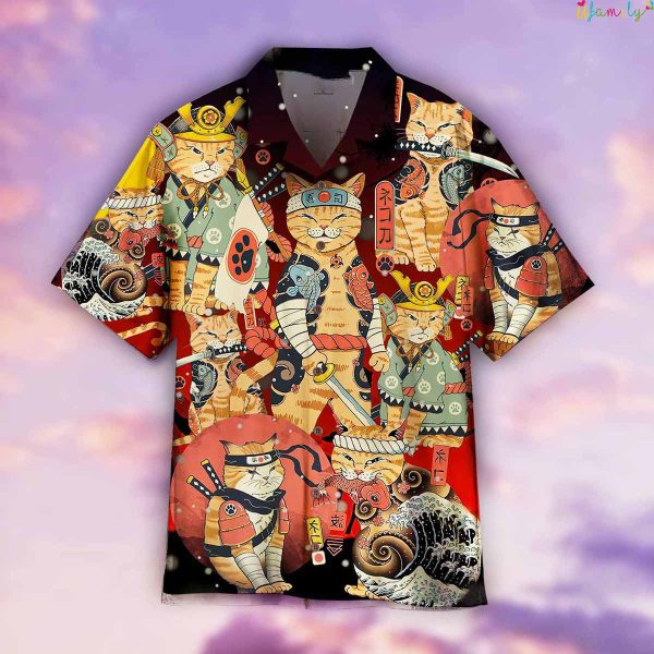 Samurai Cats Hawaiian Shirt