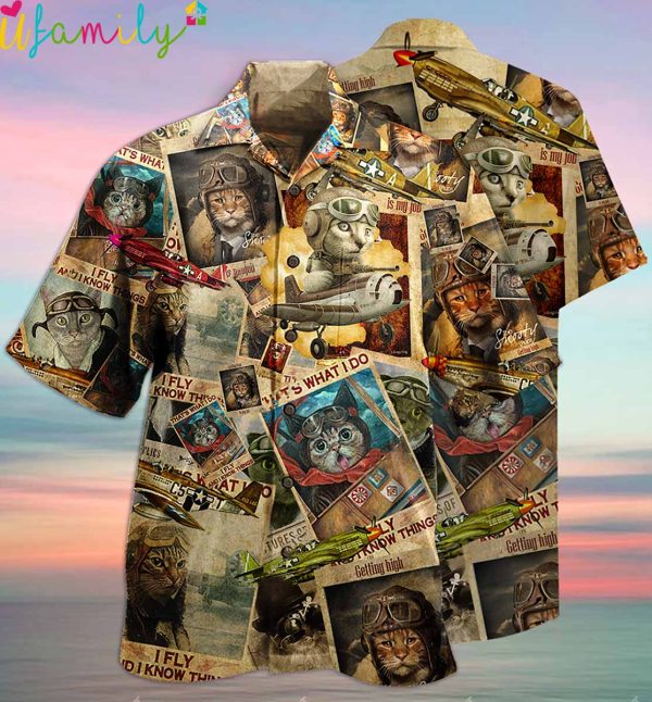 Sky Cat Pilot Hawaiian Shirt