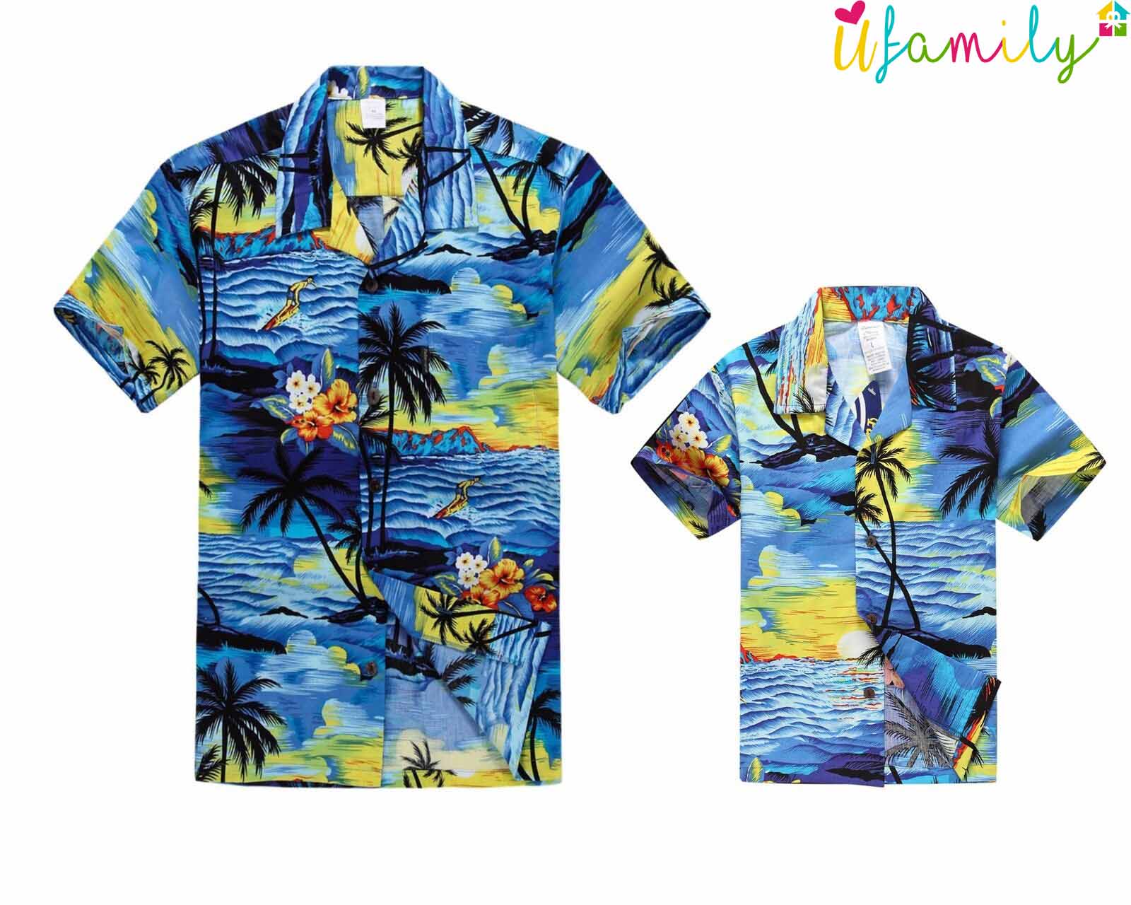 Tropical Beach Father Son Hawaiian Shirts