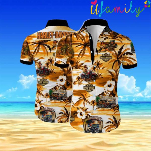 Tropical Beach Harley Hawaiian Shirt