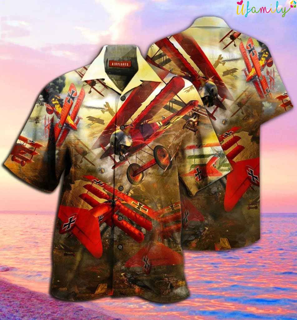 Tropical Beach Hawaiian Shirt Airplanes