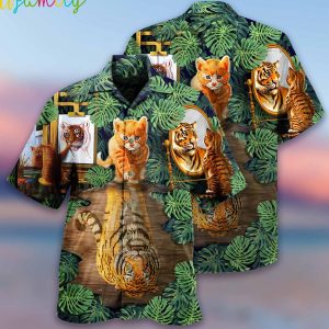 Tropical Cat And Tiger Hawaiian Shirt 1 1