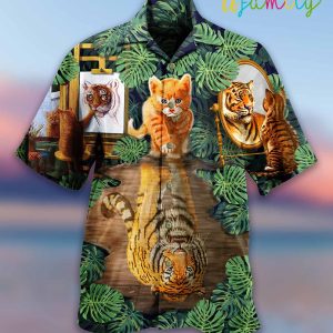 Tropical Cat And Tiger Hawaiian Shirt 2 1