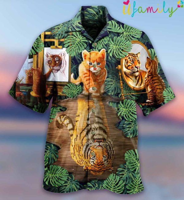 Tropical Cat And Tiger Hawaiian Shirt