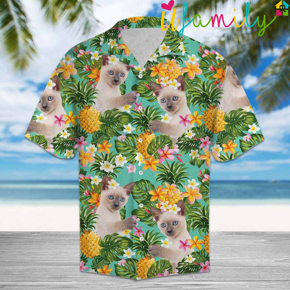 Tropical Pineapple Thai Cats Hawaiian Shirt