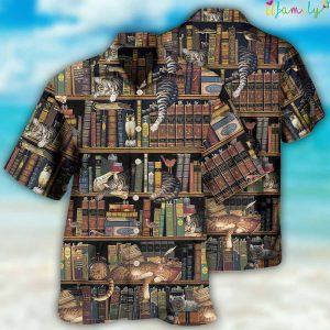 Vintage Cat And Book Hawaiian Shirt 1