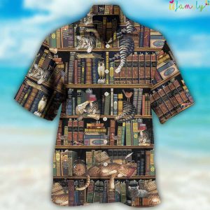 Vintage Cat And Book Hawaiian Shirt 2