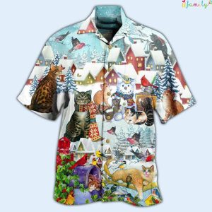 Winter Birds For CatsHawaiian Shirt cat 1 1