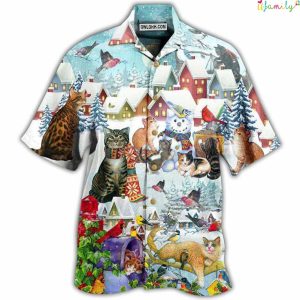 Winter Birds For CatsHawaiian Shirt cat 4 1