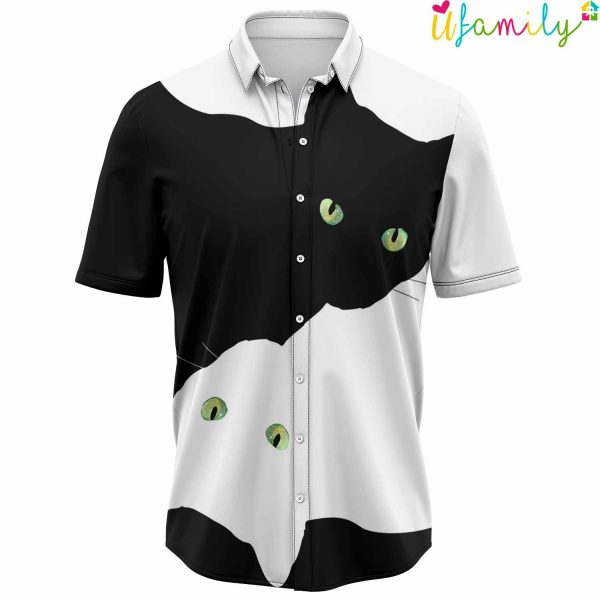 Yin Yang Cat Hawaiian Shirt,Funny Black Cat