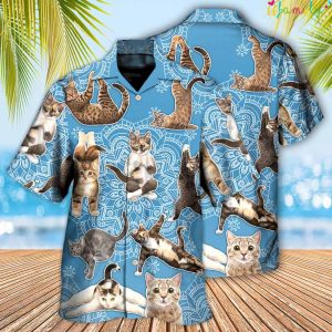Yoga Cat Lover Mandala Hawaiian Shirt 1