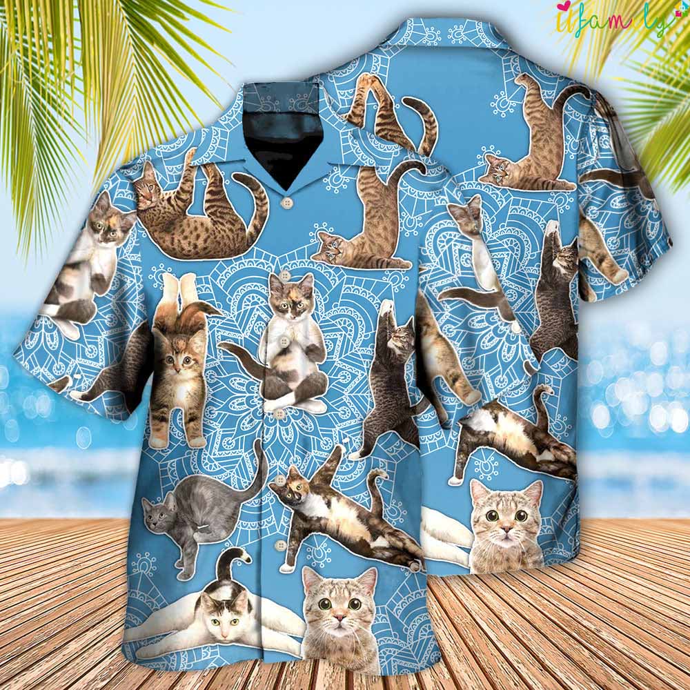Yoga Cat Lover Mandala Hawaiian Shirt