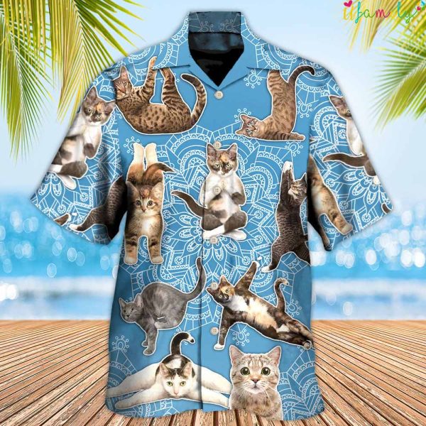Yoga Cat Lover Mandala Hawaiian Shirt