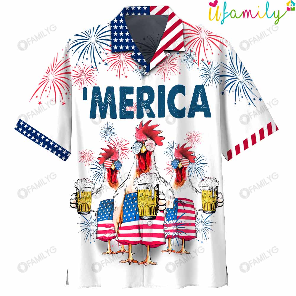 4th Of July Chicken Beer Hawaiian Shirt