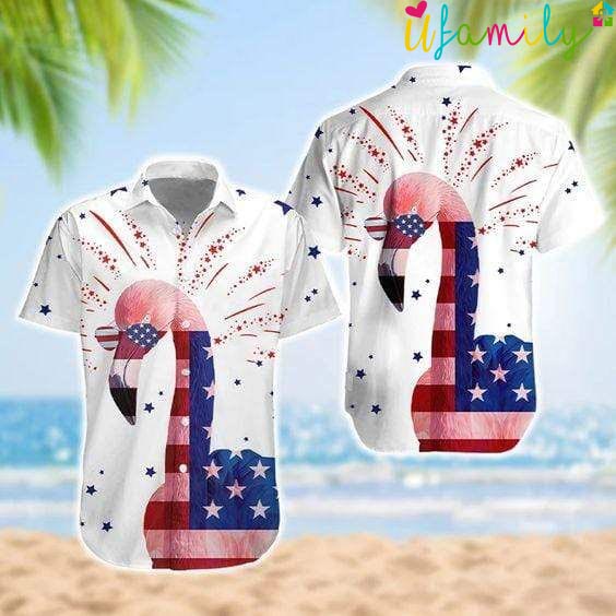 4th Of July Flamingo Hawaiian Shirt