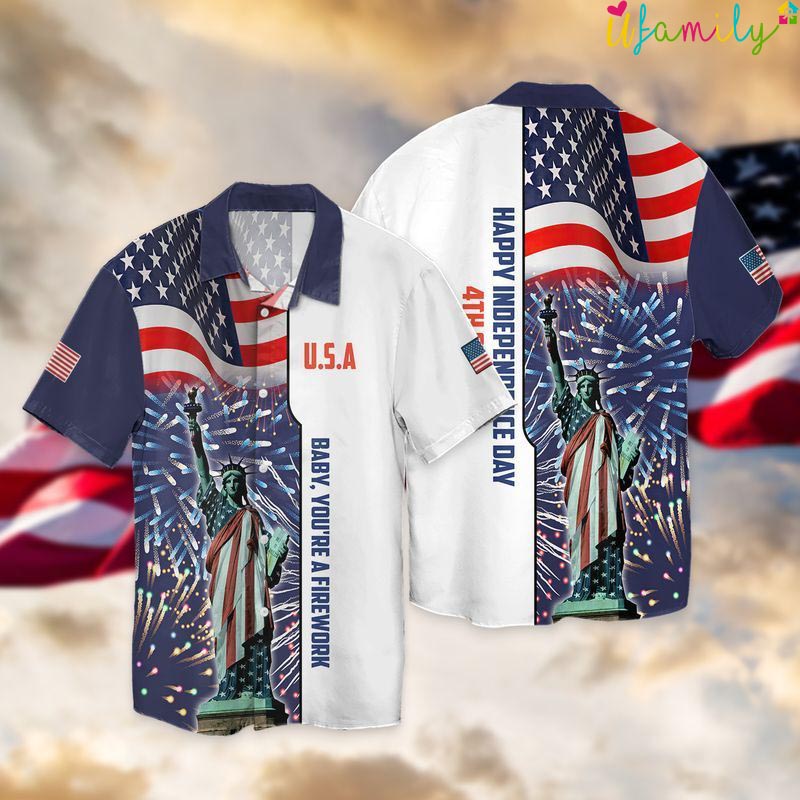 4th Of July Independence Day American Flag Statue Of Liberty For Hawaiian Shirt