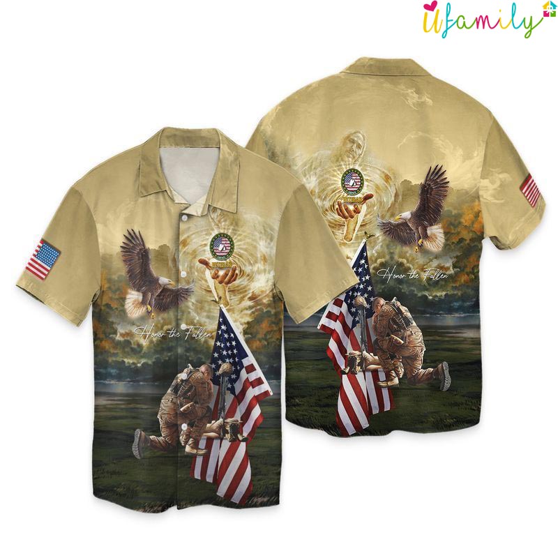 4th Of July Independence Day Memorial Day American Eagle Honor The Fallen Hawaiian Shirt