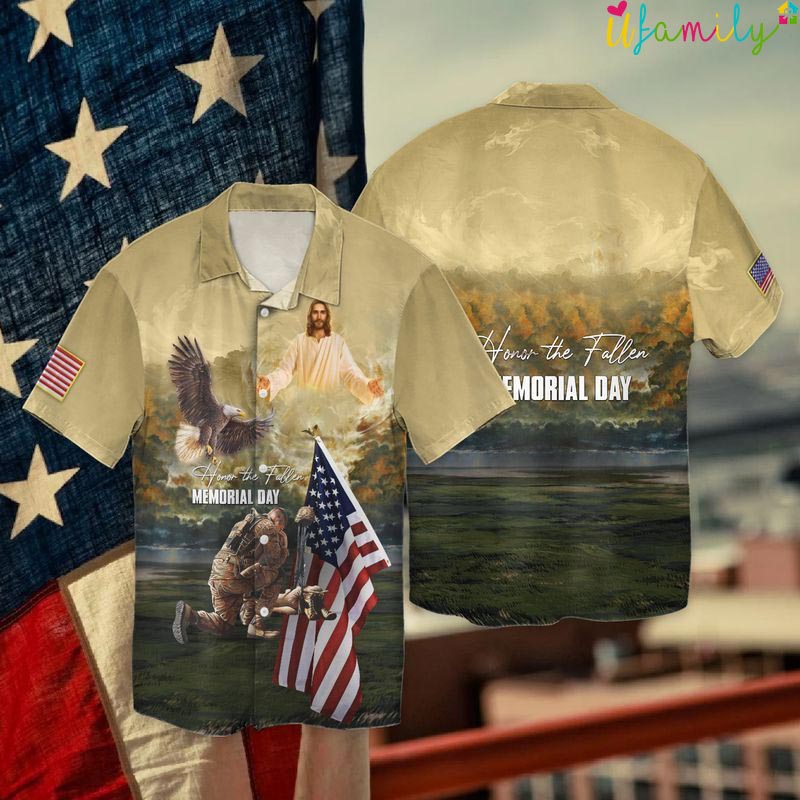 4th Of July Independence Day Memorial Day Eagle And Jesus Hawaiian Shirt
