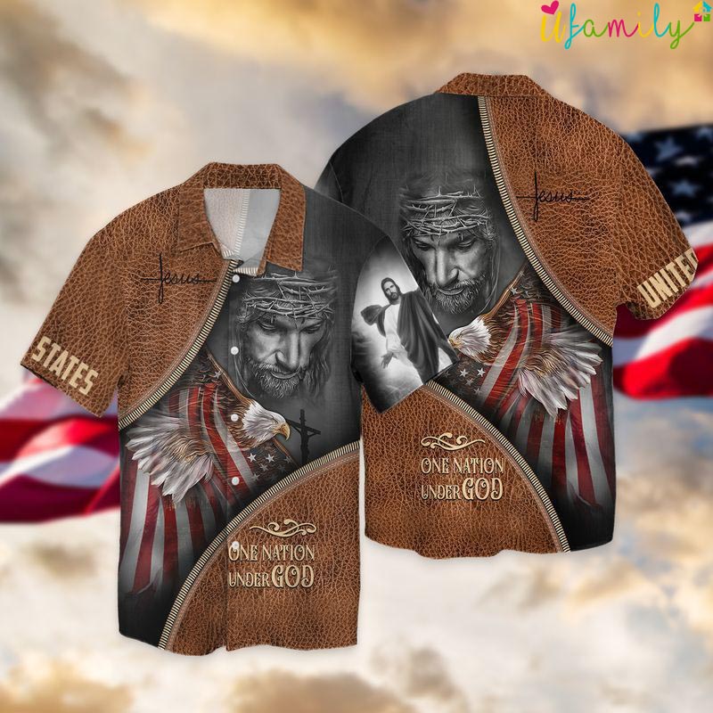 4th Of July Independence Day United States One Nation Under God Jesus Hawaiian Shirt