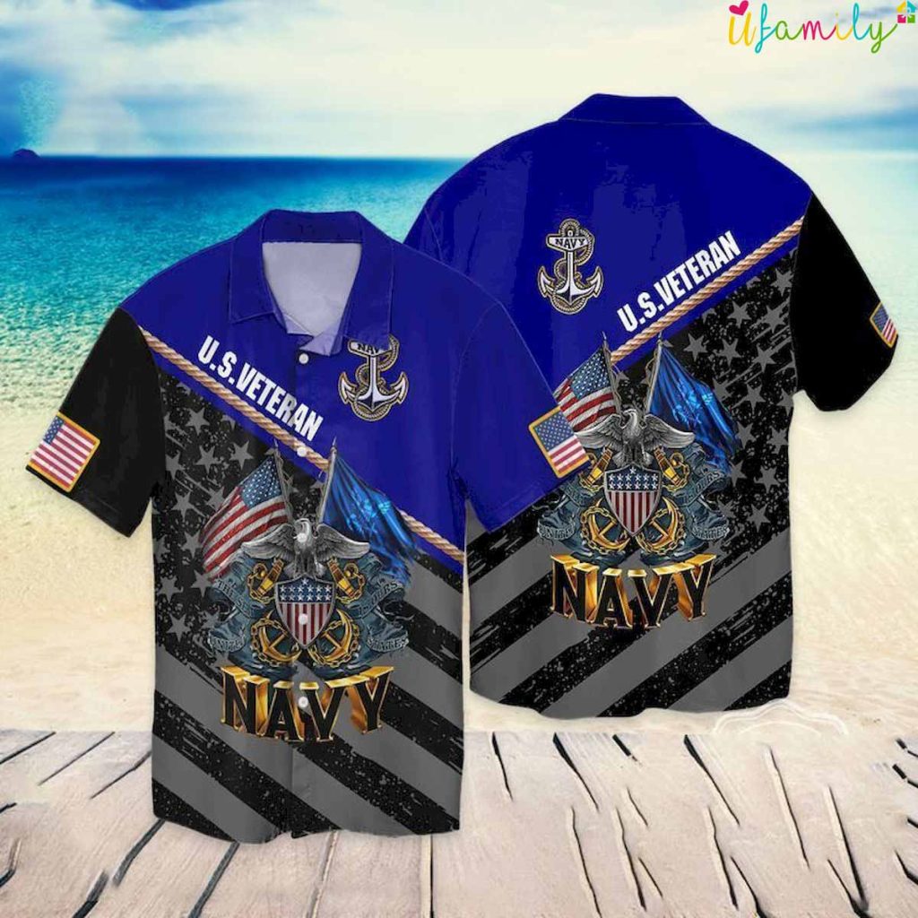 4th Of July Independence Day Veteran American Flag Eagle Navy Hawaiian Shirt