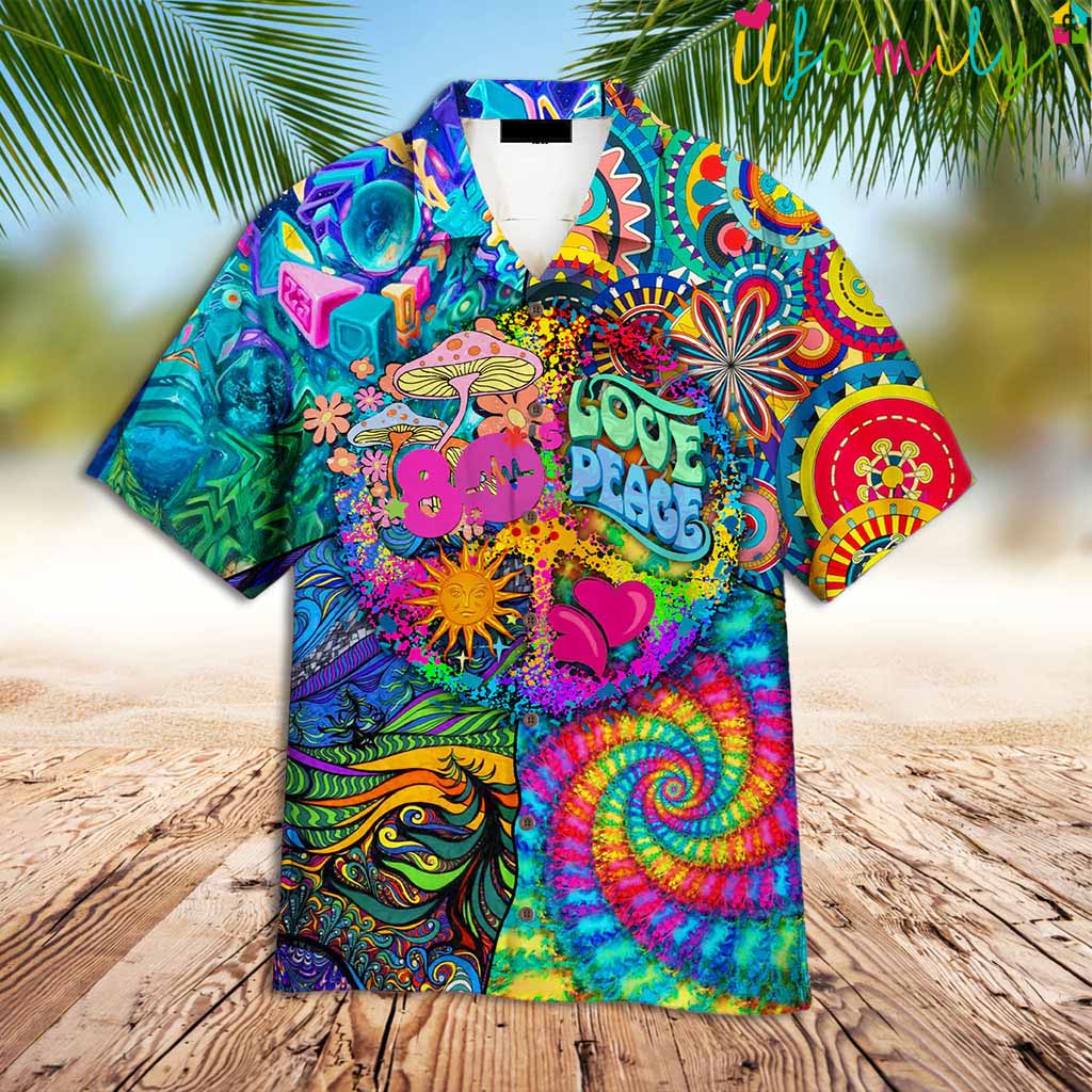 80s Peace hippie Hawaiian Shirt