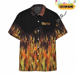 Amazing Rod Flame Bowling Custom Name Hawaiian Shirt