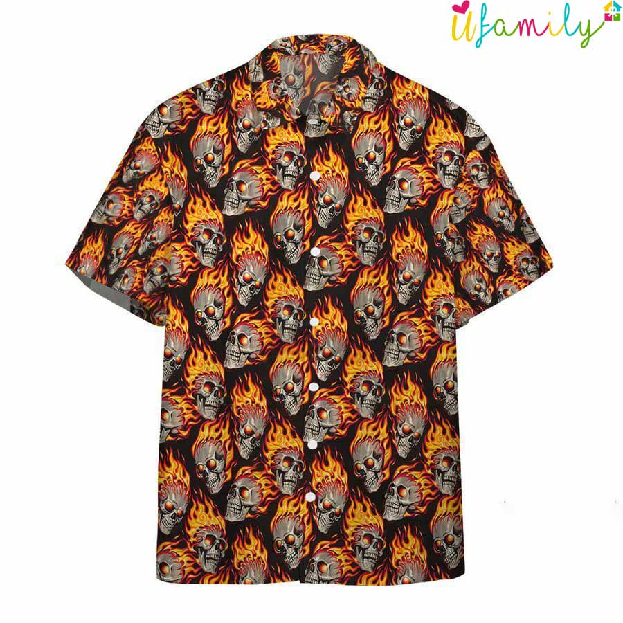 Amazing Rod Flame With Skull Custom Hawaiian Shirt