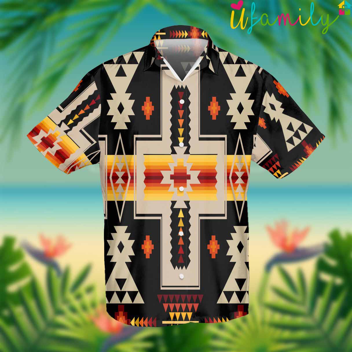 Black Tribe Native American Designs Hawaiian Shirt