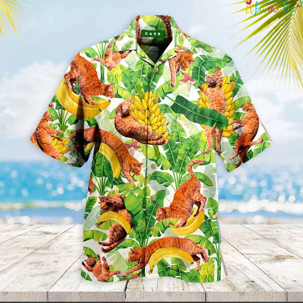 Cat Jumping Banana Hawaiian Shirt