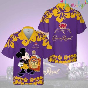 Crown Royal Mickey Mouse Hibicus Flower Hawaiian Shirt