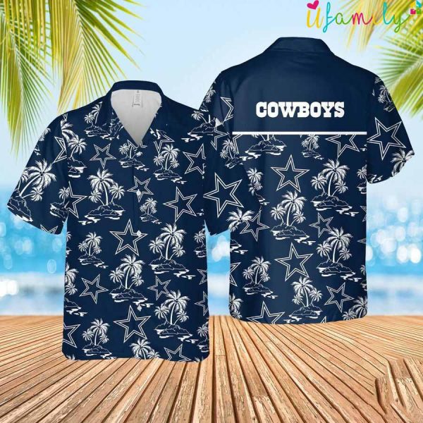 Dallas Cowboys Palm Trees Pattern Hawaiian Shirt