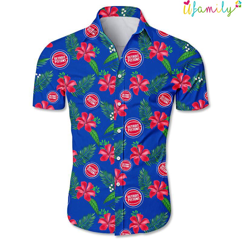 Detroit Pistons Floral Hawaiian Shirt