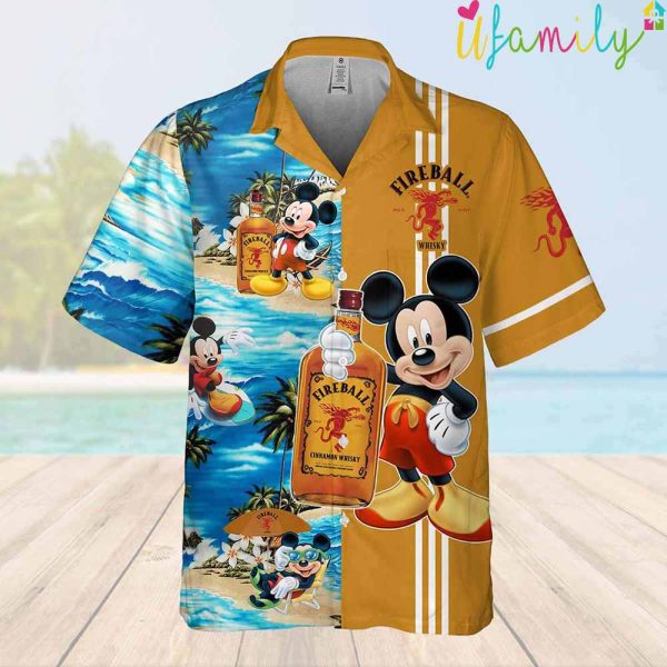 Fireball Mickey Mouse Hawaiian Shirt