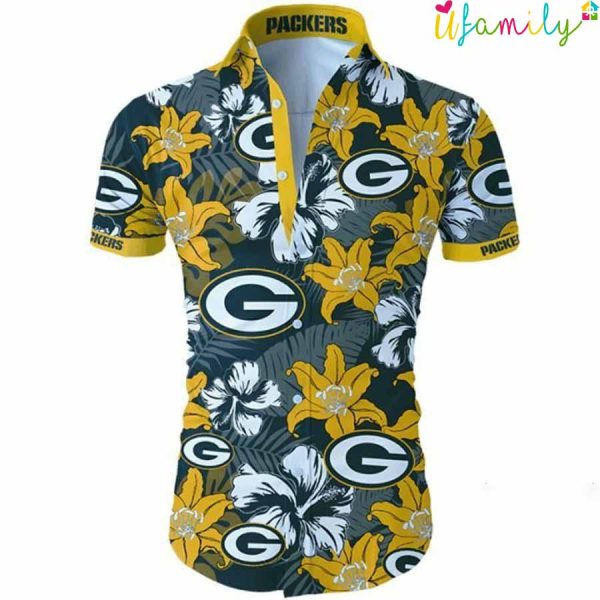 Green Bay Packers Yellow Flowers Hawaiian Shirt