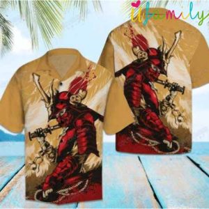 Lucky Samurai Red Hawaiian Shirt