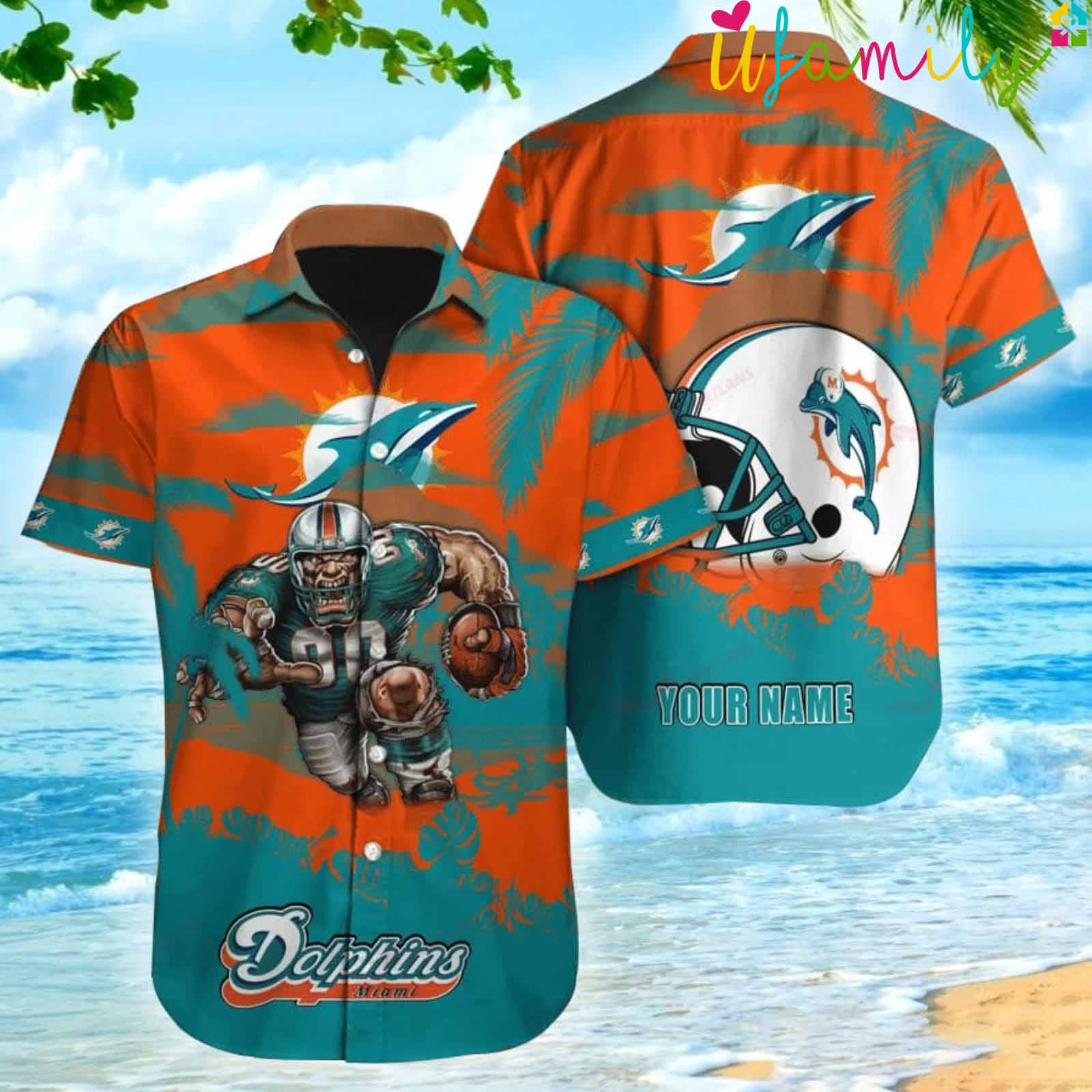 Miami Dolphins NFL Custom Name Hawaiian Shirt