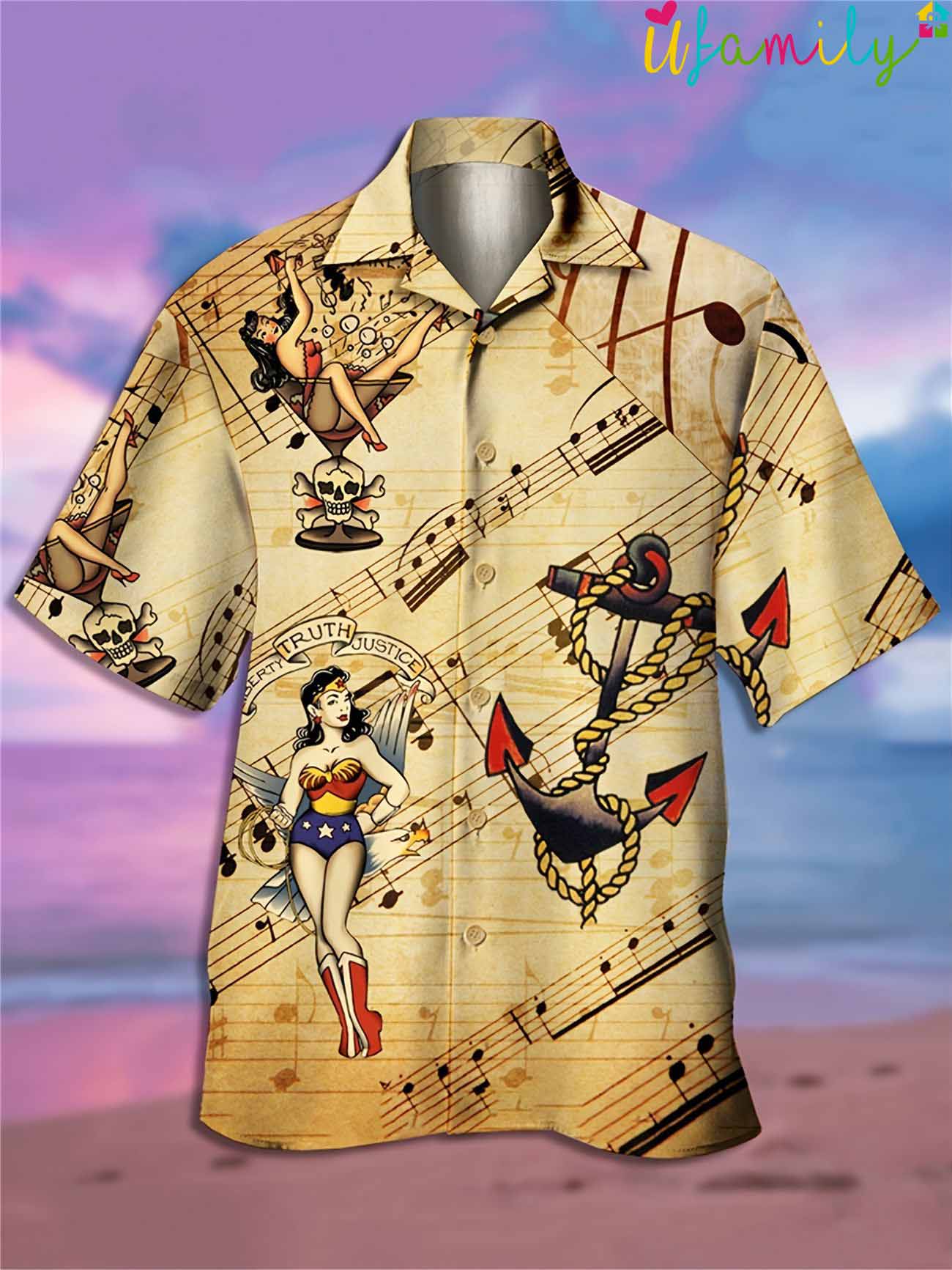 Music Wonder Woman Hawaiian Shirt