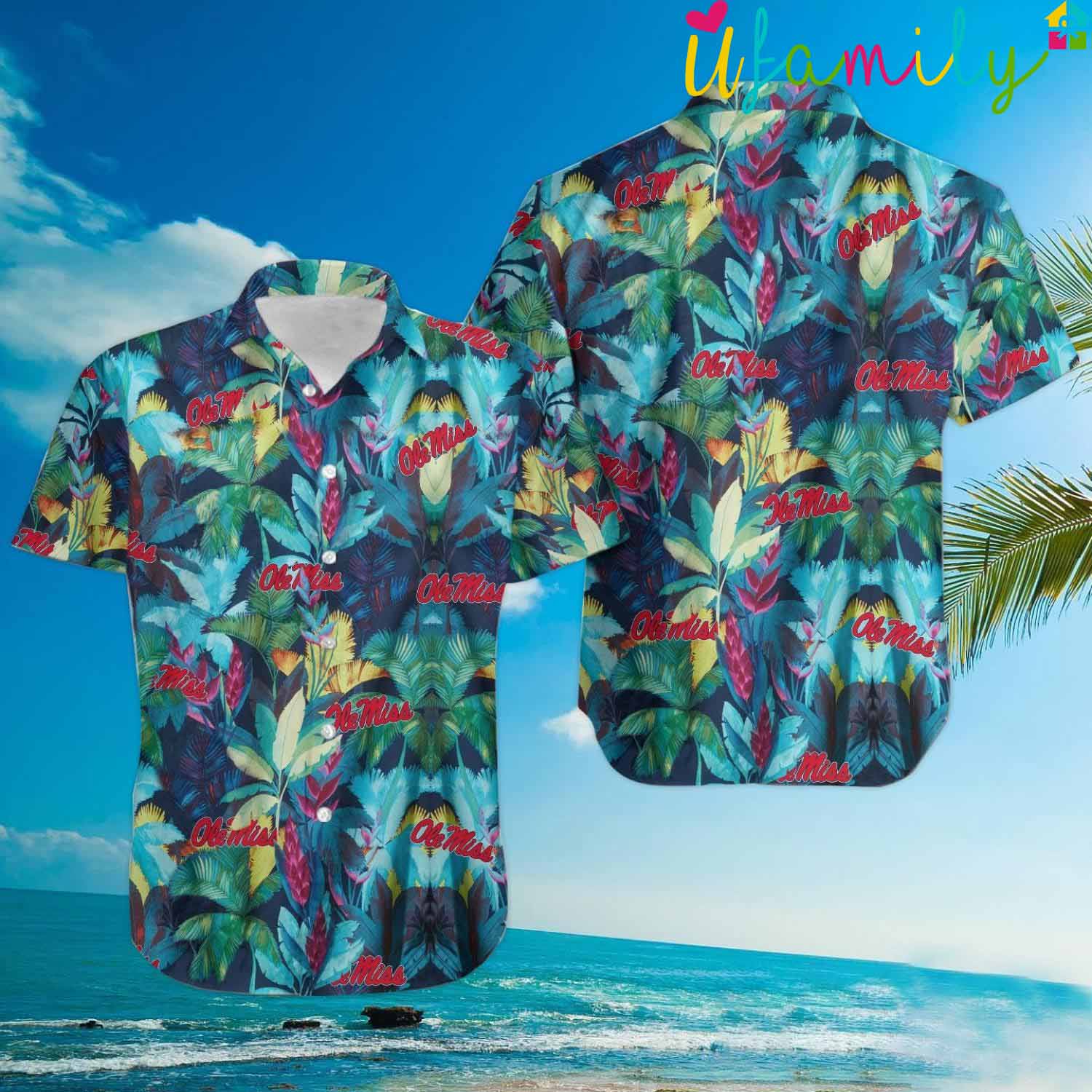 Ole Miss Rebels Floral Tropical Hawaiian Shirt