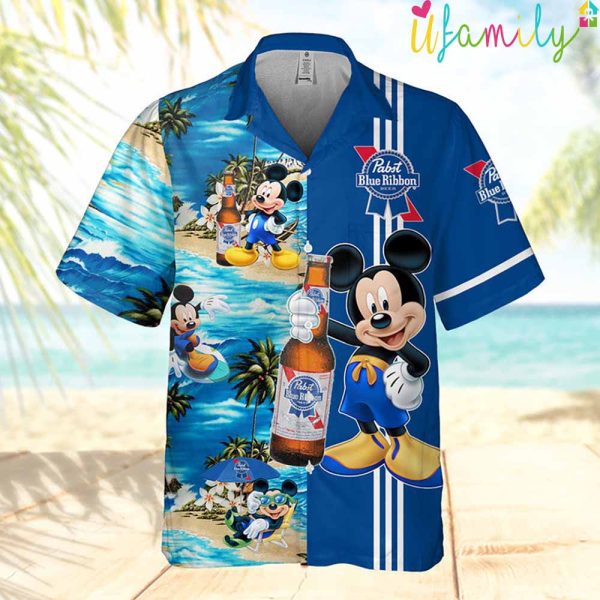 Pabst Blue Ribbon Mickey Mouse Hawaiian Shirt