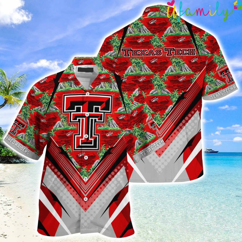 Palm Red Texas Tech Hawaiian Shirt