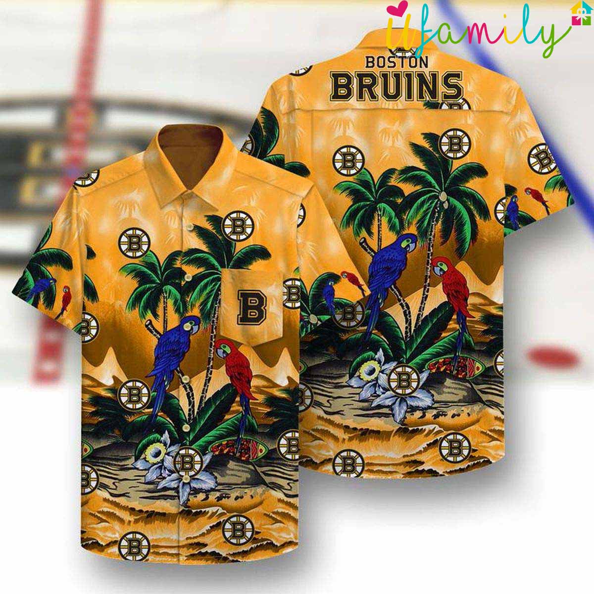 Parrot Boston Bruins Hawaiian Shirt