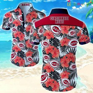 Red Flowers Cincinnati Reds Hawaiian Shirt