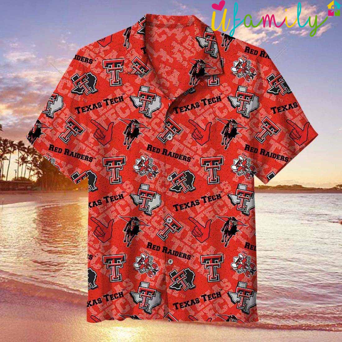 Red Texas Tech Hawaiian Shirt