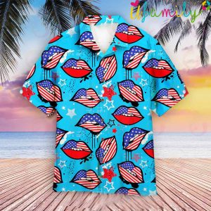 Sexy Lips New 4th Of July American Hawaiian Shirt