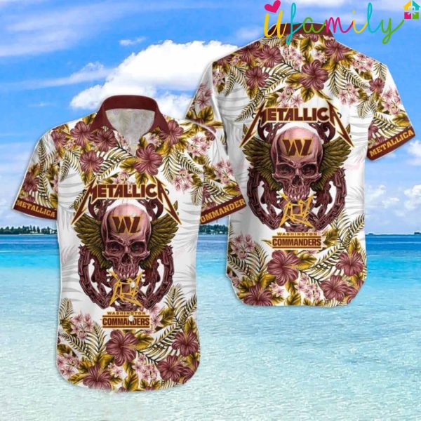 Skull And Flower Pattern Metallica  Hawaiian Shirt